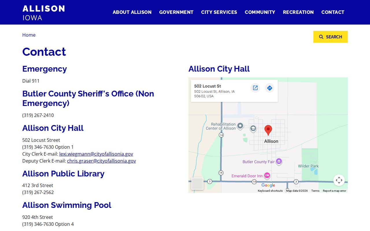 Allison official sheriff contact for arrest and booking records