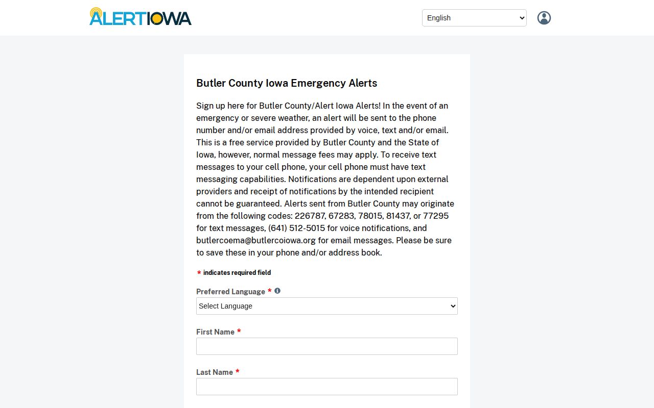 Butler County Smart911 alert enrollment